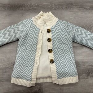 GAP Chevron Knit Cardigan - Cream & Light Blue